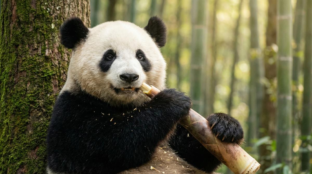 警花熊猫视频 - 国宝竹林午餐视频